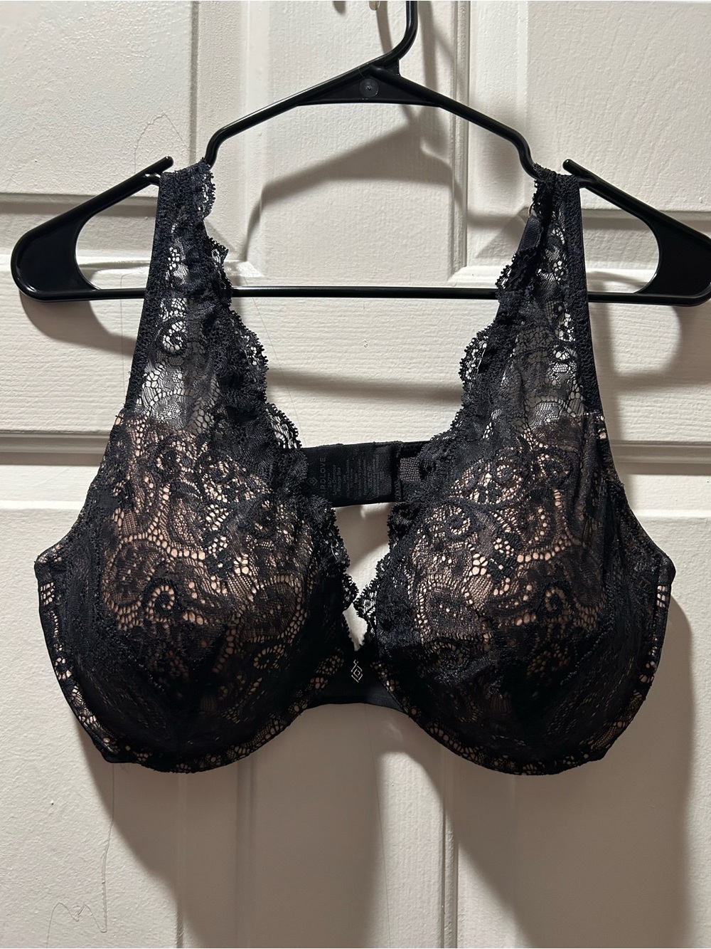 ThirdLove 24/7 Black Lace Overlay Contour Plunge Underwire Bra Size 38E(DD)